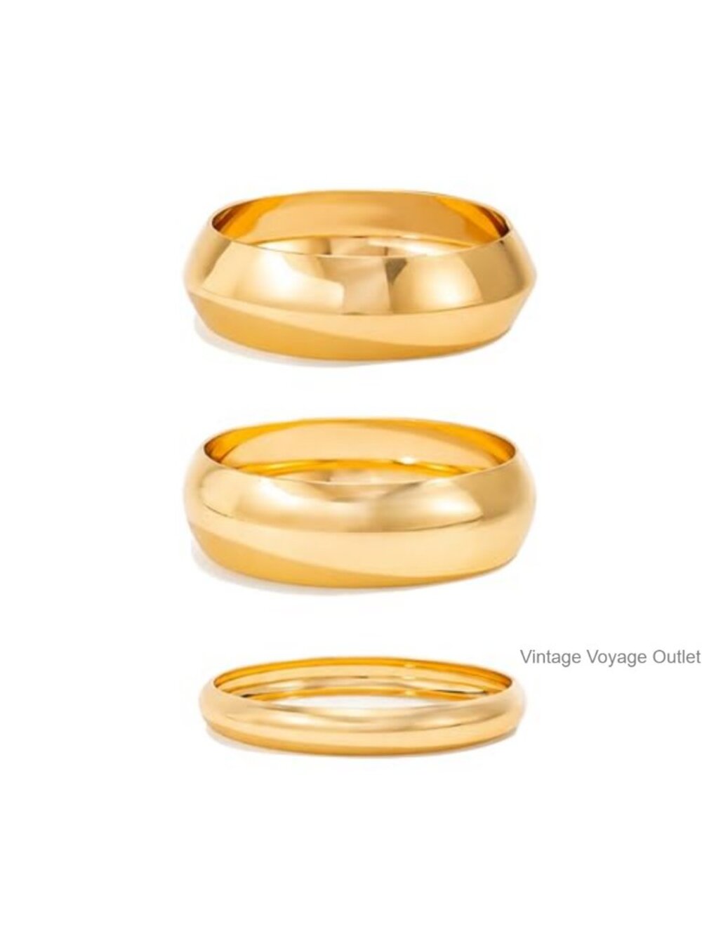 Chunky Gold Bangle Bracelets 3PCS Stackable Wide Cuff Fashion Jewelry